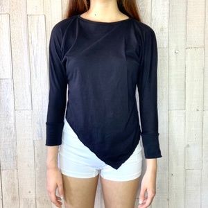 Mimobee Black Asymmetrical Long Sleeve Top